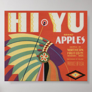 oude etiketten van appelfruit poster