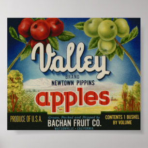 oude etiketten van appelfruit poster