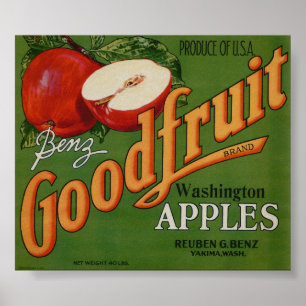 oude etiketten van appelfruit poster
