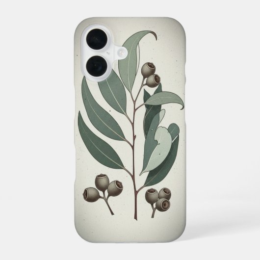 Oude eucalyptusbladeren iPhone 16 hoesje (Achterkant)