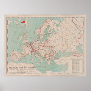 Oude Europa WWI-kaart (1914) Poster