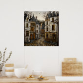 Oude Europese Cobblestone Street rustieke gebouwen Poster (Keuken)