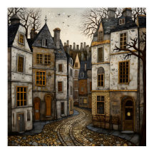Oude Europese Cobblestone Street rustieke gebouwen