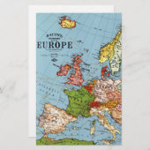 Oude Europese kaart 20e eeuw algemene kaart (Voorkant / Achterkant)