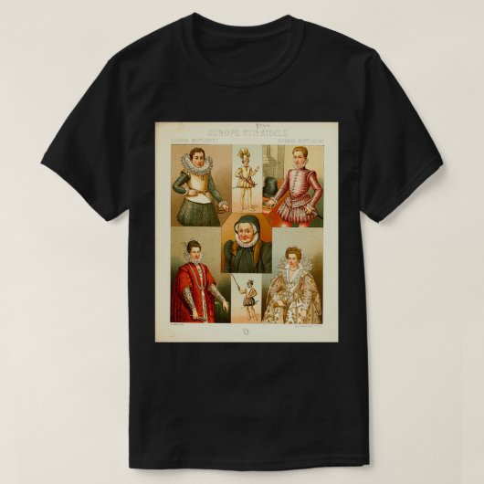 Oude Europese mode en levensstijl 16e 17e eeuw T-shirt (Design voorkant)