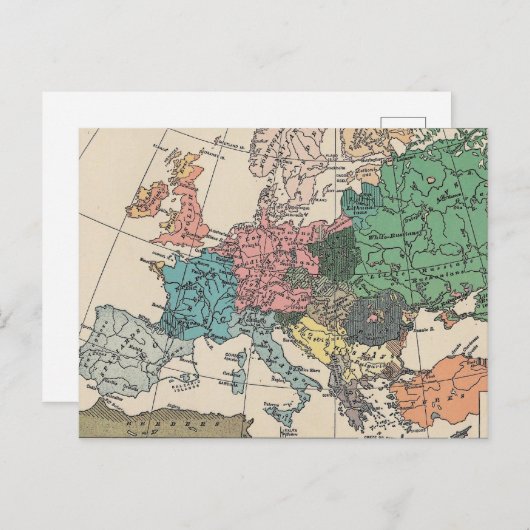 Oude Europese Reis Kaart (Voorkant / Achterkant)