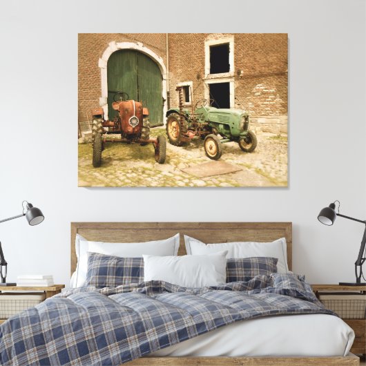 Oude Europese tractoren Canvas Afdruk (Insitu (Slaapkamer))