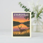 Oude Evansville Indiana Briefkaart (Staand voorkant)