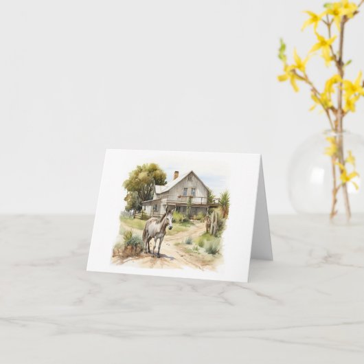 Oude Ezel met Oude Boerderij BLANK Kaart (Gele Bloem)