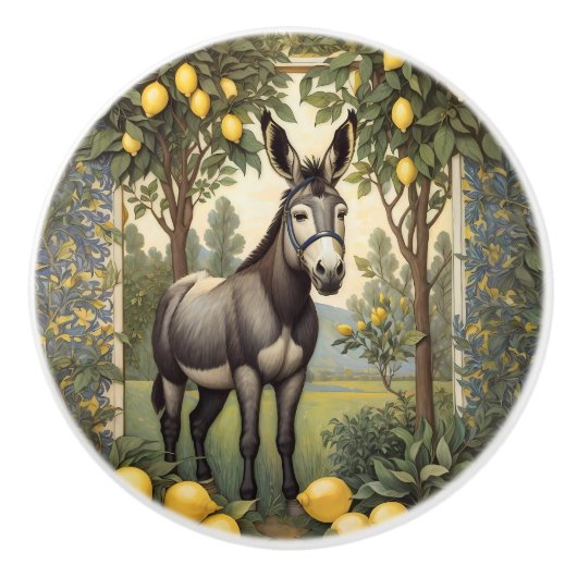 Oude Ezel Onder de Citroenenbomen Keramische Knop (Voorkant)