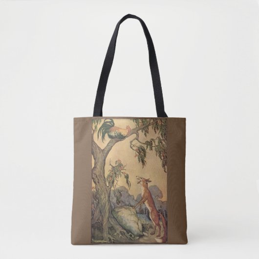 Oude Fabels van Aesopus, Vos, Haan en de Hond Tote Bag (Voorkant)