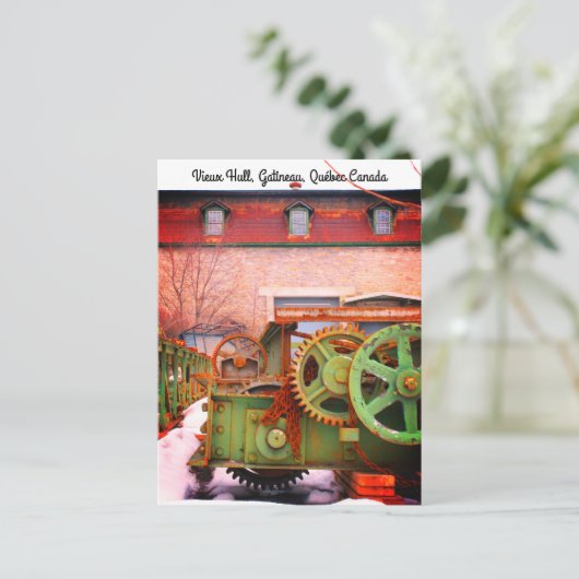 Oude fabrieksmachines tandwielen Vieux Hull Briefkaart (Staand voorkant)