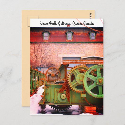 Oude fabrieksmachines tandwielen Vieux Hull Briefkaart (Voorkant / Achterkant)