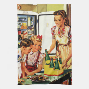 Oude familie in de keuken Moeder Vader Kinderen Sn Theedoek