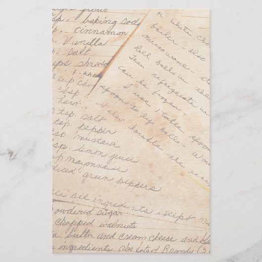 Oude familie ontvangt banketbakkerswerk briefpapier (Voorkant)