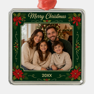Oude familiefoto met Kerst Metalen Ornament