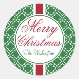 Oude familiegroene kerststickers ronde sticker