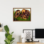 Oude familielleeuwen schilderij poster (Thuiskantoor)