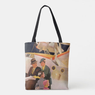 Oude familievakantie met zweefvliegtuig met schroe tote bag