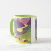 Oude familievakantie, picknick in de bergen mok (Voorkant links)