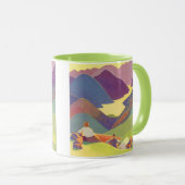 Oude familievakantie, picknick in de bergen mok (Voorkant rechts)