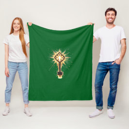 Oude Fantasie Sleutel met Magisch Licht – Stralend Fleece Deken