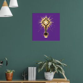 Oude Fantasiesleutel met Magisch Licht – Stralend  Poster