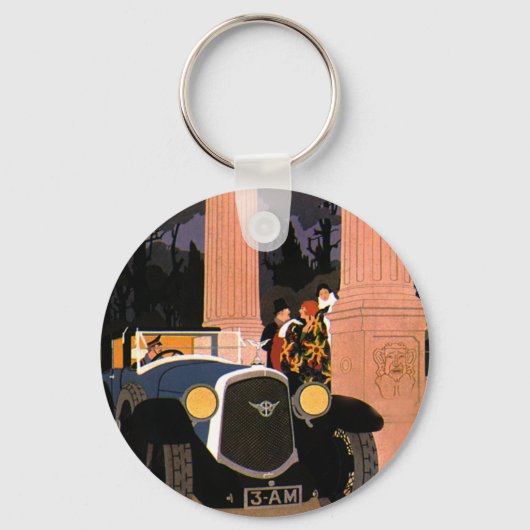 Oude Fantasievolle Reis, Elegante Open Auto Sleutelhanger (Voorkant)