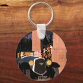 Oude Fantasievolle Reis, Elegante Open Auto Sleutelhanger (Voorkant)