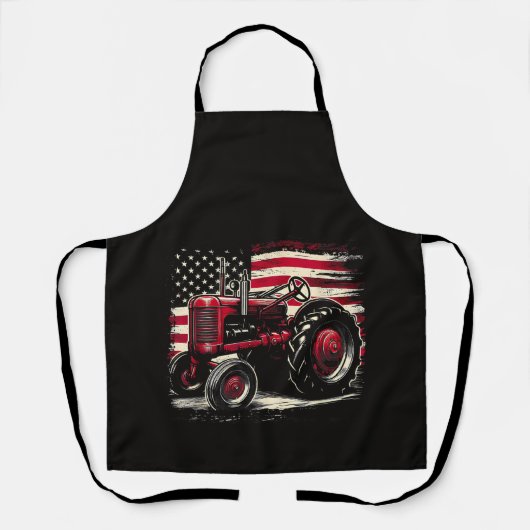 Oude Farmall Cub Tractor Amerikaanse Vlag Patriott Schort (Voorkant)