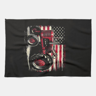 Oude Farmall Cub Tractor Amerikaanse Vlag Patriott Theedoek
