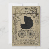 Oude Fashion  Carriage Deco Baby shower Kaart (Achterkant)