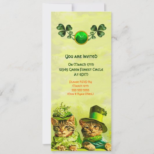 OUDE FASHION IRISH CATS, ST.PATRICK'S DAY PARTY KAART (Achterkant)
