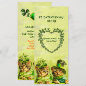 OUDE FASHION IRISH CATS, ST.PATRICK'S DAY PARTY KAART (Voorkant / Achterkant)