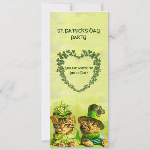OUDE FASHION IRISH CATS, ST.PATRICK'S DAY PARTY KAART