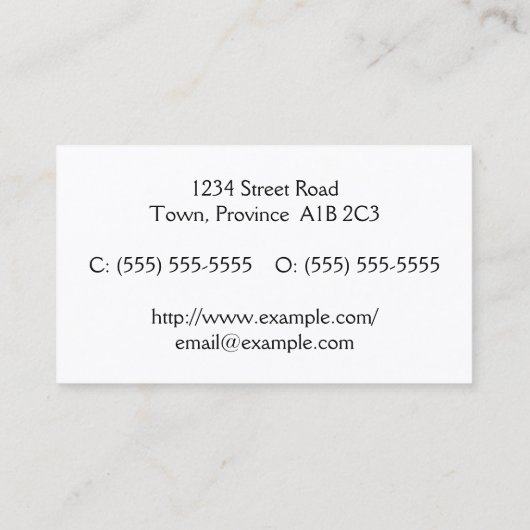 Oude Fashioned and Classic Executive Visitekaartje (Achterkant)