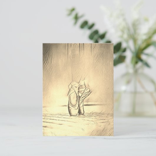 Oude Fashioned Ballerina Ballet schetst stijl Briefkaart (Staand voorkant)