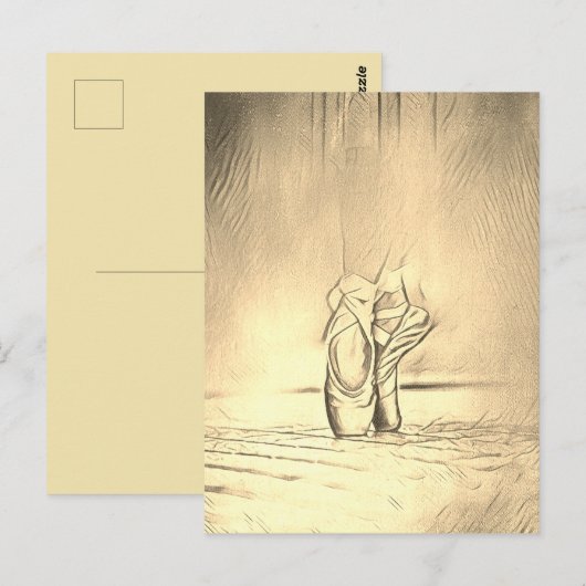 Oude Fashioned Ballerina Ballet schetst  stijl Briefkaart (Voorkant / Achterkant)