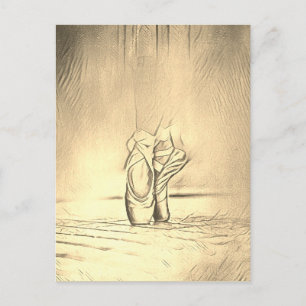 Oude Fashioned Ballerina Ballet schetst  stijl Briefkaart