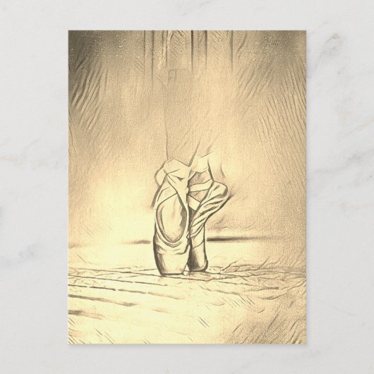 Oude Fashioned Ballerina Ballet schetst  stijl Briefkaart (Voorkant)