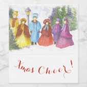 OUDE FASHIONED CHRISTMAS CAROLERS XMAS CHEER WIJN ETIKET (Enkel label)