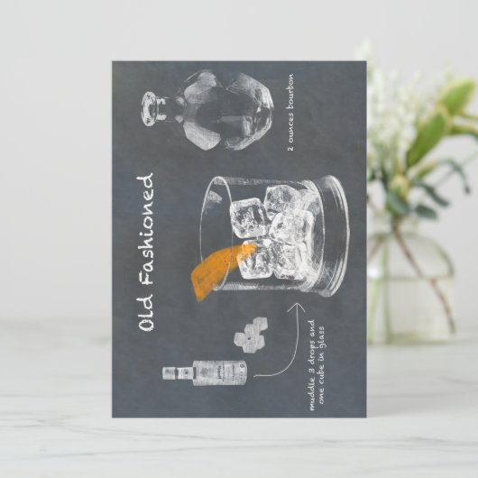 Oude fashioned Cocktail Kaart (Staand voorkant)