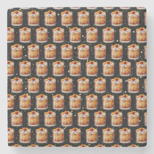 Oude fashioned Cocktail Stenen Onderzetter (Voorkant)