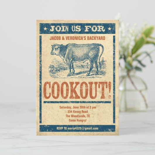 Oude Fashioned Cookout-uitnodigingen Kaart (Staand voorkant)