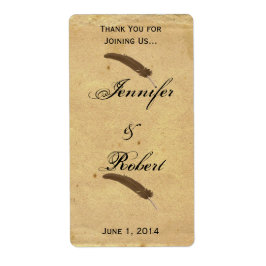 Oude Fashioned Elegance Parchment Quill Wine Label