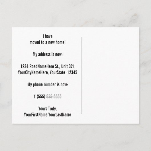 Oude Fashioned en Klassiek Briefkaart New Home (Achterkant)