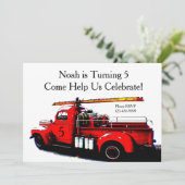 Oude Fashioned Firetruck Birthday Kaart (Staand voorkant)