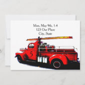 Oude Fashioned Firetruck Birthday Kaart (Achterkant)