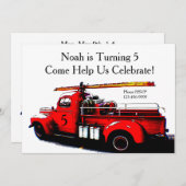 Oude Fashioned Firetruck Birthday Kaart (Voorkant / Achterkant)