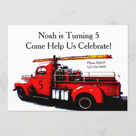 Oude Fashioned Firetruck Birthday Kaart